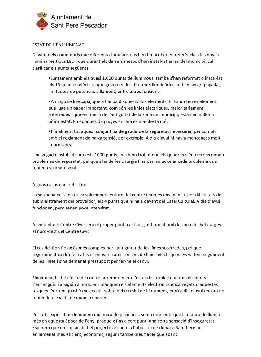 Més informació sobre l'article Estat de l´enllumenat