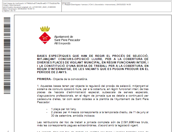 Més informació sobre l'article Noves places de vigilants municipals