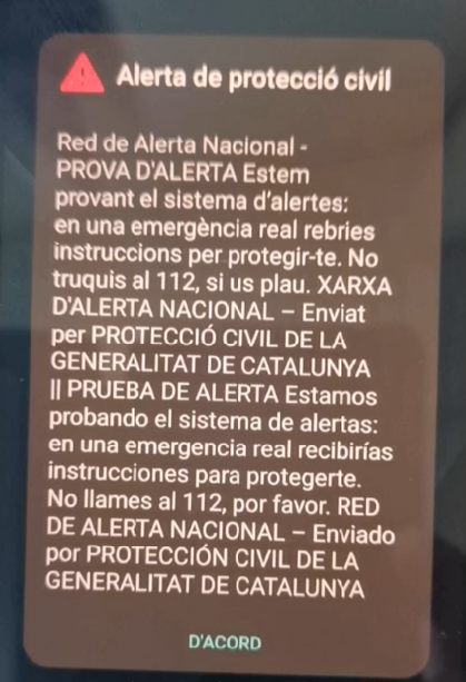 Més informació sobre l'article Heu rebut l’alerta de Protecció Civil al mòbil?
