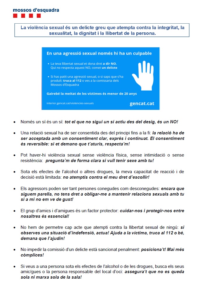 Més informació sobre l'article Consells de seguretat per la violència sexual